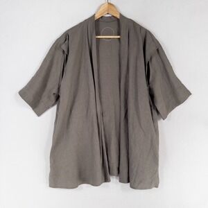 Cosmic Wonder Top Haori Jacket Womens Small Gray Linen Made In Japan Lagenlook